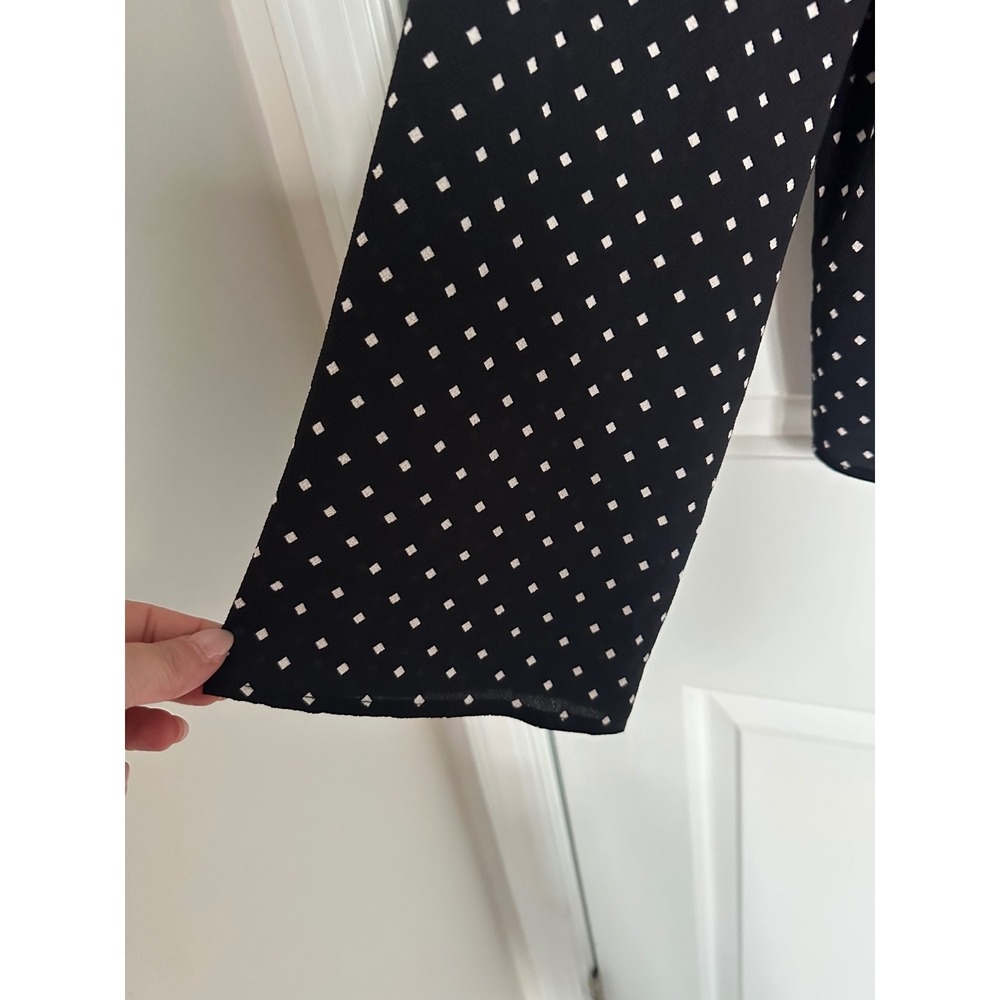 Grayson Threads BlackW/hite Polka Dot Tie Back‎ Long Bell Sleeve Top Womens S - Picture 4 of 7